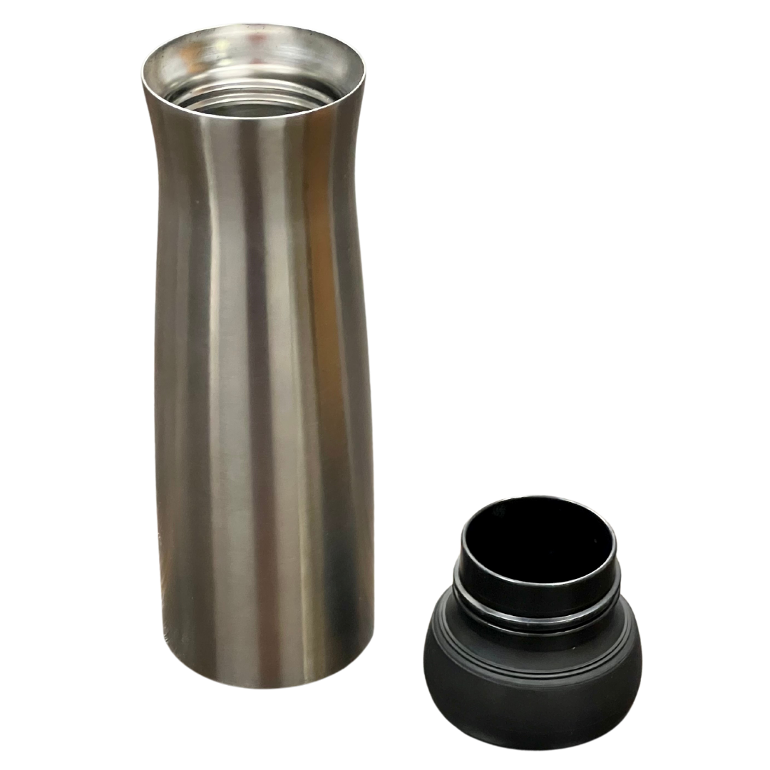 Stainless steel Bodum thermos, 17.5oz, vacuum insulated.